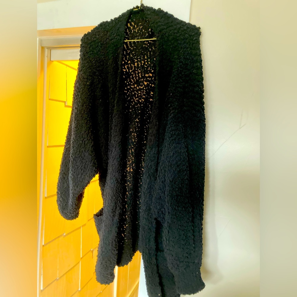 Black cardigan, roomy and soft